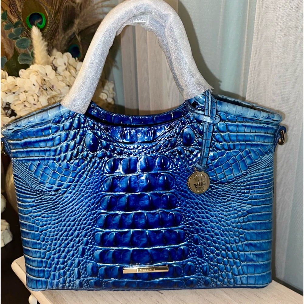 NWT Brahmin Small Elaine Satchel in Electric Blue Ombre Melbourne
